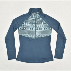 Adidas Women's 1/4 Zip Pullover Sweatshirt Geometric Polyester Blue Size M Warm